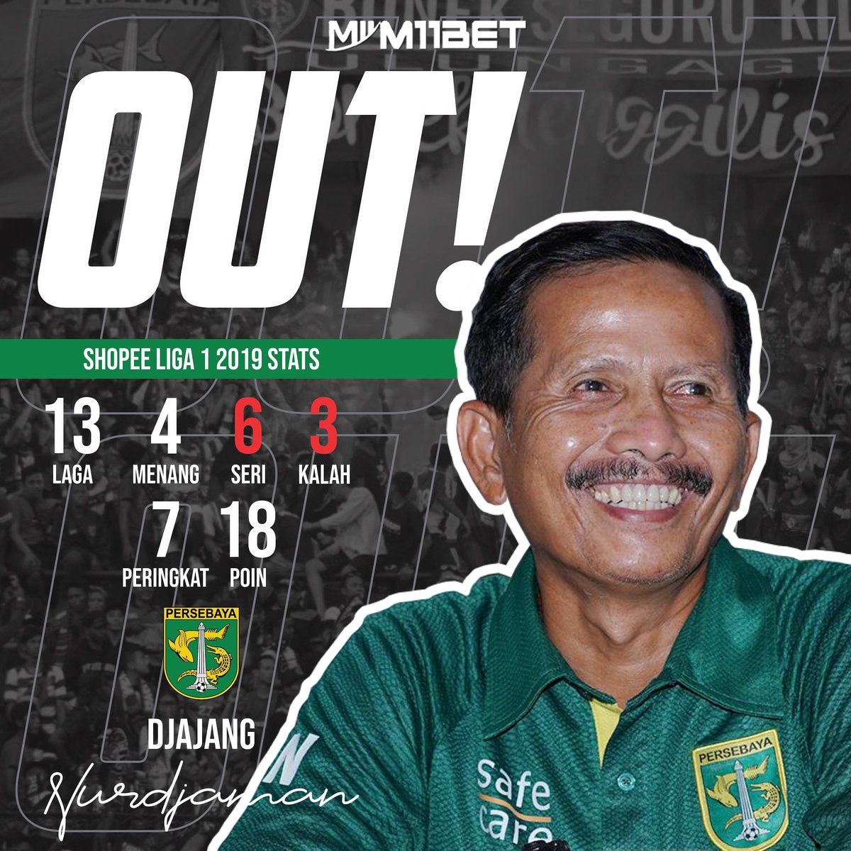 M11bet1's tweet photo. Kembali bertambah jumlah #pelatih #Liga1 yang dipecat. 😥

#m11bet #m11bola #beritabola #bola #bolaindo #infobolaterkini #Persebaya #surabaya #MaduraUnited #kalah #liga1shopee #ligaindonesia #bolaindonesia https://t.co/8KcaQKL6Xh