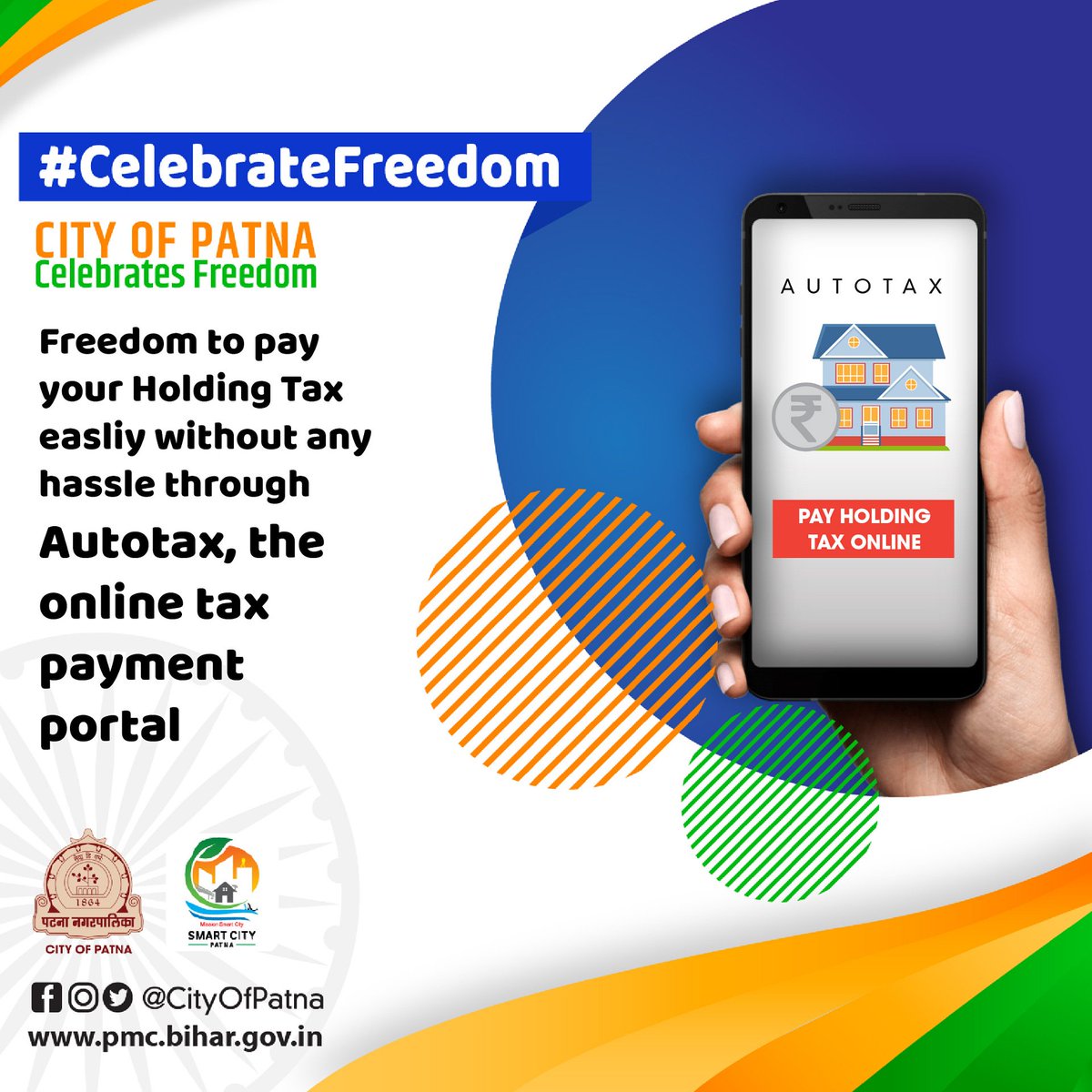 cityofpatna's tweet photo. Now #CityOfPatna can pay Holding taxes and register new property hassle free through #Autotax : https://t.co/FGAZVMIbiK
You can also pay Holding tax through PayTM.
#CelebrateFreedom #IndependenceWeek #IndepndeceDay2019 https://t.co/BpdVCADGIa