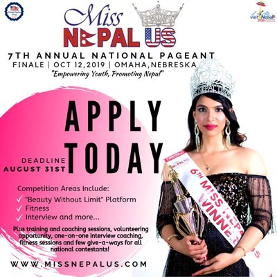 MISSNEPALUS's tweet photo. #MissNepalUS2019 #VisitNepal2020 #ApplyNow @www.missnepalus.com https://t.co/5wZG3KcwIt