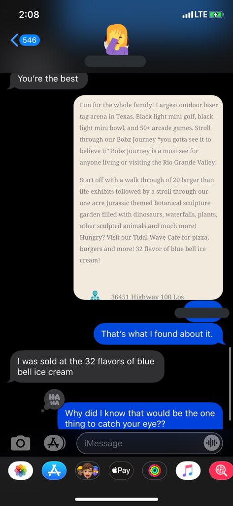 _iamjessxo's tweet photo. Asked a friend if he and his son would like to join my kids &amp; I for laser tag, dinosaur walk through, black mini golf/bowling, and this idiot got more excited for 32 flavors of blue bell ice cream 🤦🏻‍♀️ https://t.co/6rxajgZysQ