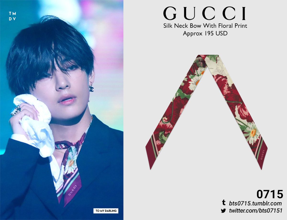 X 上的 Bts0715 ⁷：「190811 Gucci - silk neck bow with floral print