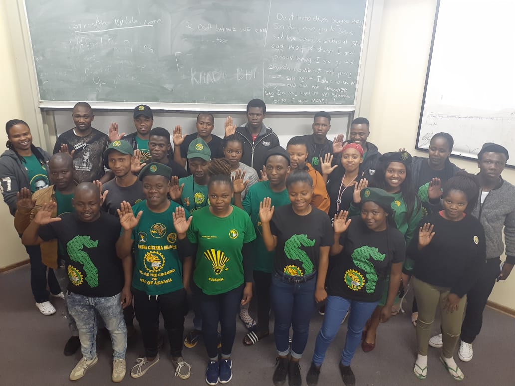#WeekendPoliticalSchool: The program of REORGANIZING THE STUDENT FROM MASSES TO MASSES was successful.

Prsentation from:
cde Nonele, cde <a href="/LXMantash/">Lunga Mantashe</a>, cde Luvo, and cde Nkosikhona has produced revolutionary intelligentsia. 

Phatha PASMA Phatha!

Izwelethu! IAfrika!