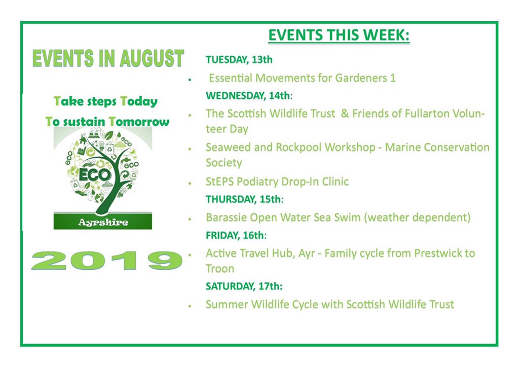 This is what’s happening this week. Pop over to our Facebook page for more details! #ecoayrshire