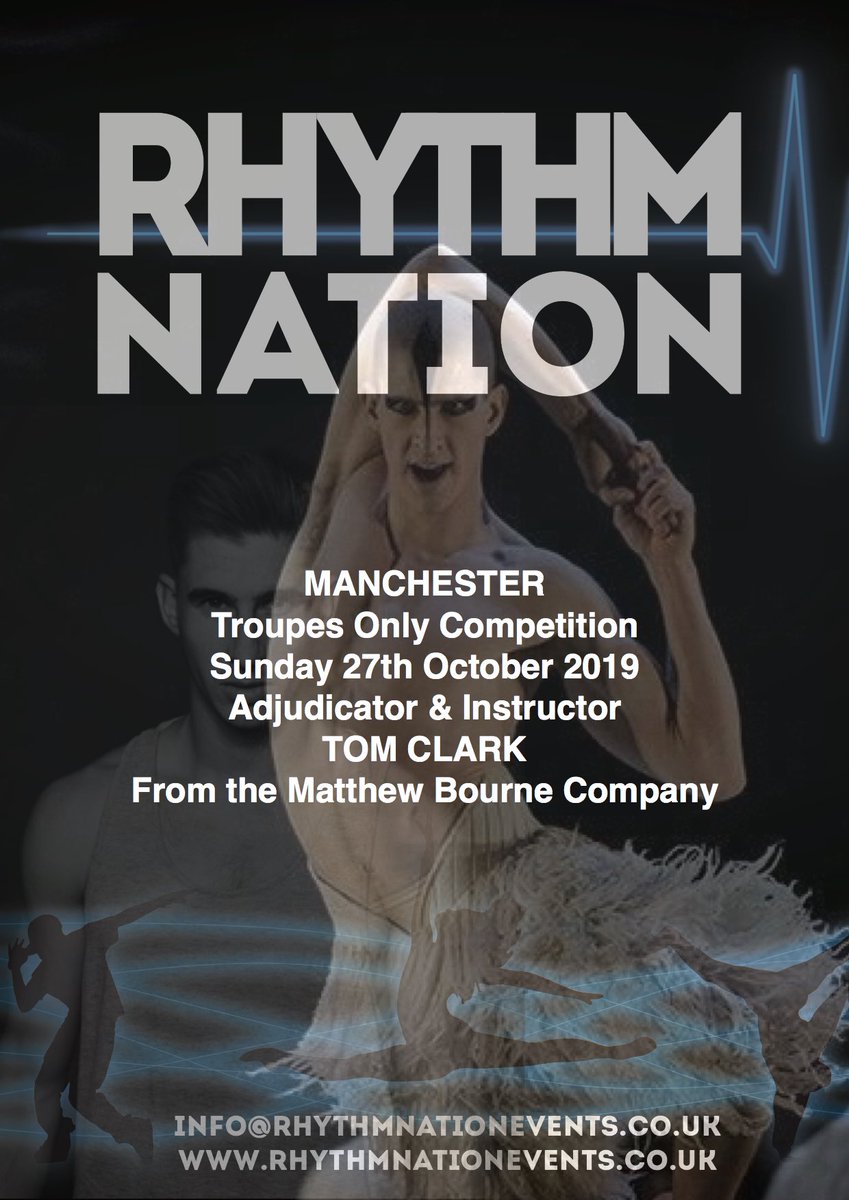 RhythmNationGB's tweet photo. GROUP DANCE COMPETITION 
October 27th 2019 - Manchester 
Have you received your entry pack? 
TROUPES ONLY! Plus MATTHEW BOURNE workshop October 2019.
Email: info@rhythmnationevents.co.uk
#rhythmnationevents https://t.co/igtU04GdAn