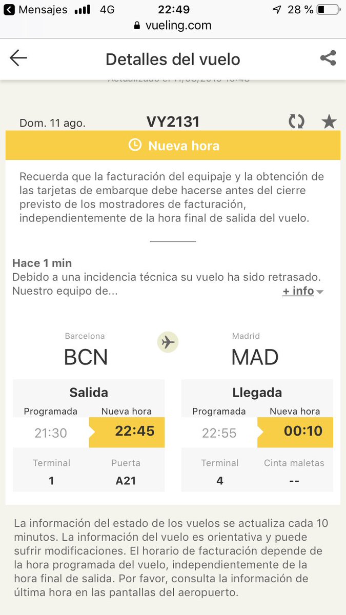 Me llega este mensaje cuando ya había abordado, me bajaron del avión y ahora esperamos a ver si nos dan noticia... <a href="/vueling/">Vueling Airlines</a> es como reírte en mi cara o de que se trata este mensaje?