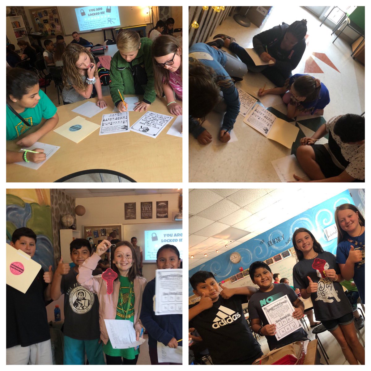 melanie_oliver1's tweet photo. First week of school was a blast! We ended the week with an escape room, and the kiddos crushed it! #6thgradeELA #escaperoomfun https://t.co/jEPgUl0rI3
