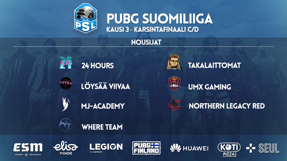 🇫🇮 Onneksi olkoon kaikille liigaan päässeille joukkueille! 🔥 <a href="/Takalaittomat1/">Takalaittomat</a> <a href="/uMx_Gaming/">UMX</a> <a href="/MJesport/">MJ-Esports</a> <a href="/LegacyNorthern/">Northern Legacy Landscaping</a>