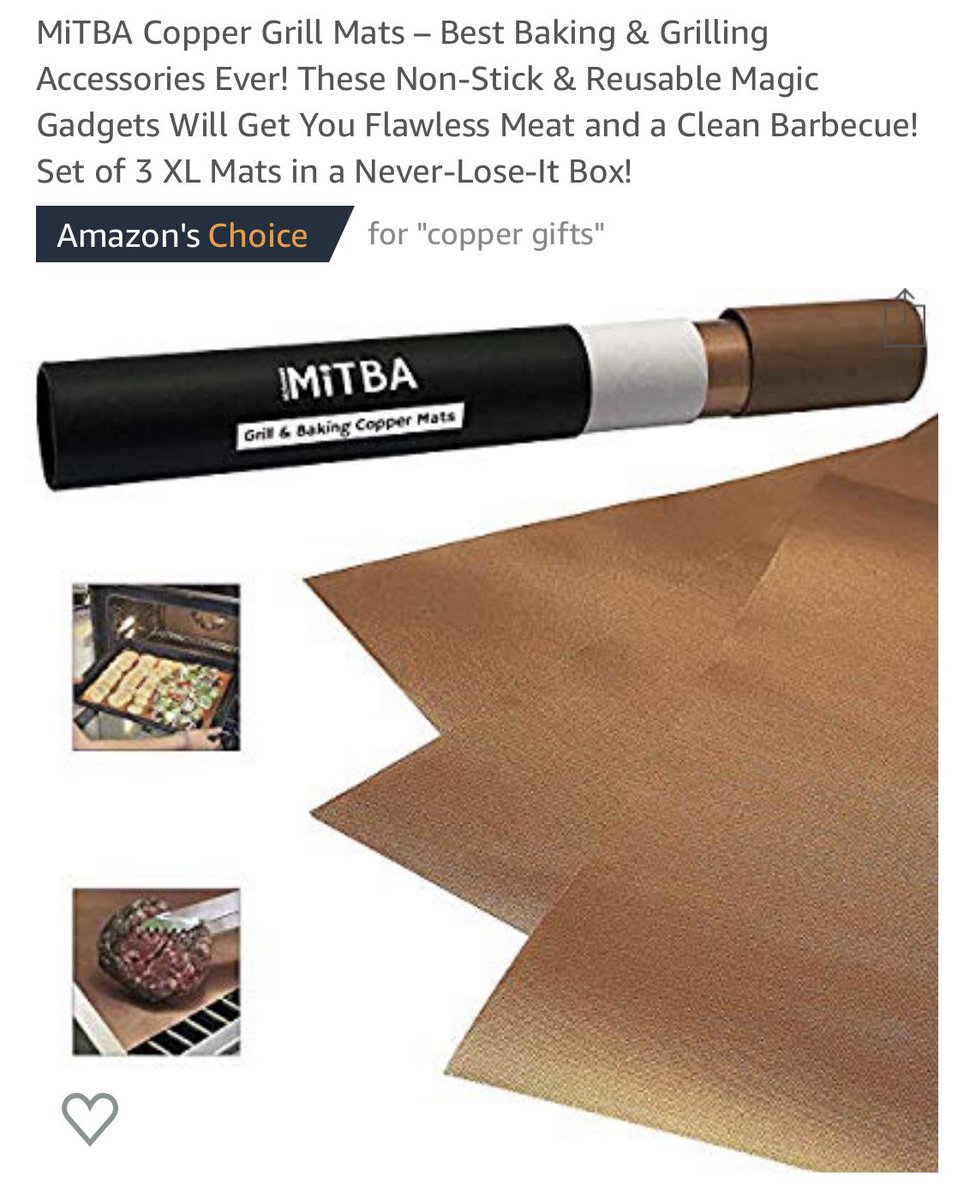 MiTBA_kitchen's tweet photo. Amazon choice for “copper gifts” !!! 😍😎 Treat yourself and buy it as a gift... For yourself!!! 😬 🎁 🍗 https://t.co/QEpaQZAFyu #copper #grillmats #bbq #barbecue #products #kitchenware #mitba https://t.co/ypMf4CJwXQ