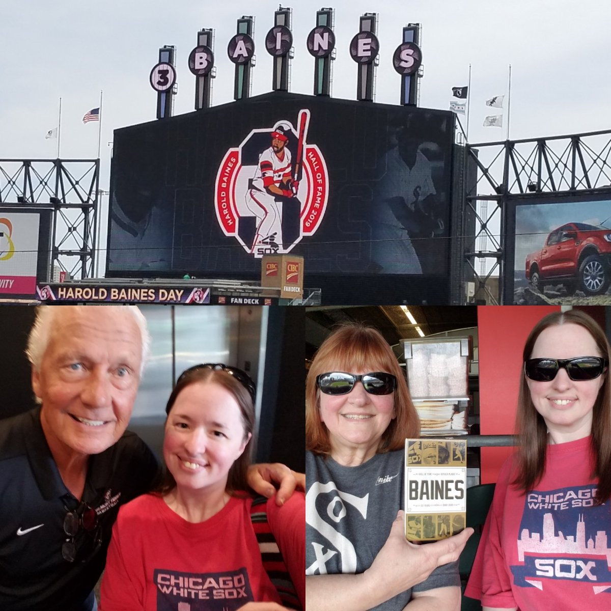 monkees96's tweet photo. It's Harold Baines Day! Celebrating the #HOF career of one hell of a hitter & a greater man! Ran into the Wimperoo, Tom Paciorek, on the way up to the concourse! We're gonna party like it's 1983! Go, #WhiteSox! #SoxGameDay #AuthenticFan #SoxSidePride #Evidently #CountdownTo900 https://t.co/Eedt0gVcFy