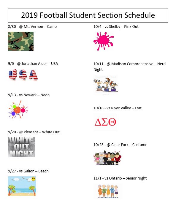 hhswhitehouse's tweet photo. football themes for this year!! administration has made it clear they do not want any paint, since renovations have been done to the stands.... hope to see everyone there https://t.co/Wc5gOHNtaM