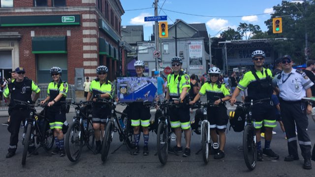 TorontoMedics's tweet photo. TPS bike teams ready to deploy @taste_danforth. #tasteofthedanforth2019 it’s the last day come down and enjoy the food, the music and the amazing Greek culture. ^py https://t.co/C3AzXk5PVH