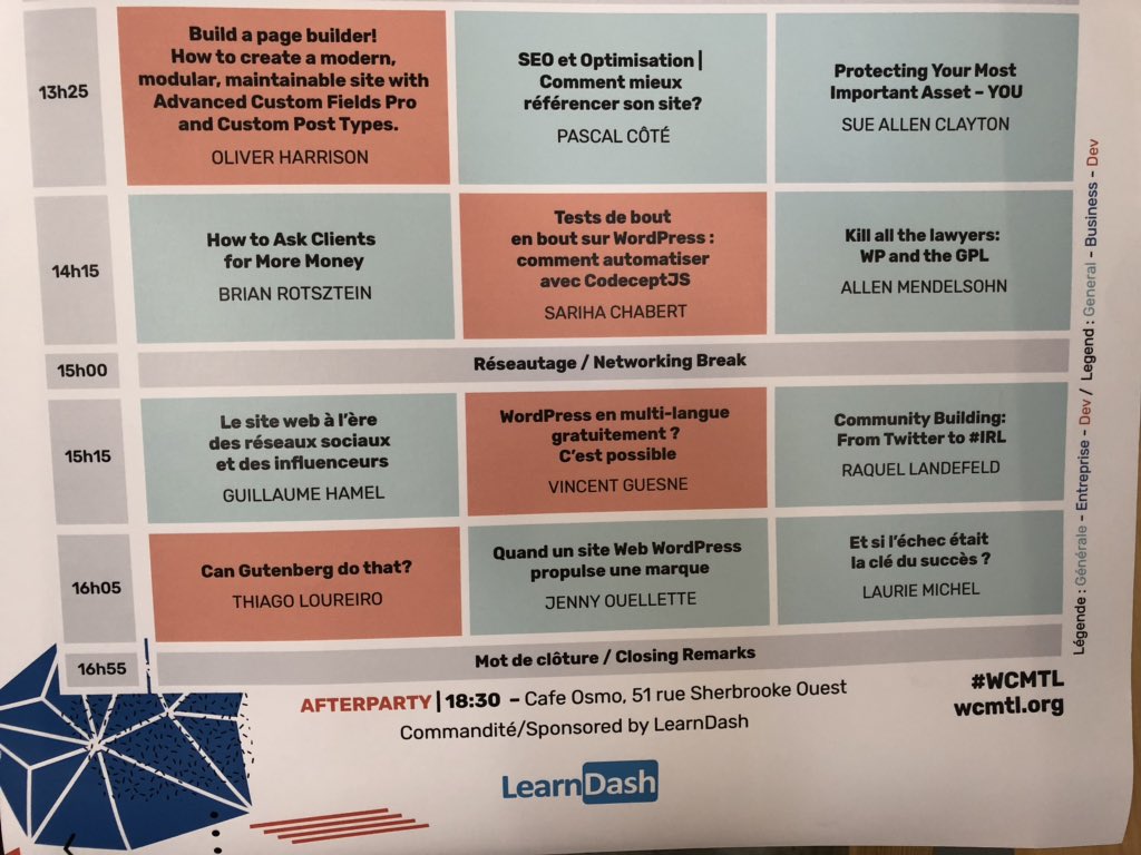 Conférences de l’après-midi ! #wcmtl
- - - - 
Speakers of the afternoon 🙂#WordCamp