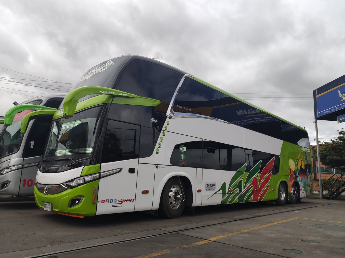 latinobus's tweet photo. Lo nuevo para @Cootranshuila y su servicio #DobleYo: #DoblePiso @MarcopoloCol #Paradiso1800 #NewG7 con chasis @ScaniaGroup #K440, 44 Poltronas y pantallas individuales de entretenimiento. Muy pronto!! https://t.co/8zyUXg6A2m