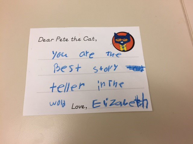 friscolibrary's tweet photo. Pete the Cat got so many sweet letters from his fans last month! Here are just a few of his favorites. #PetetheCat #WritingStation #FriscoWrites https://t.co/TraHaLDccl