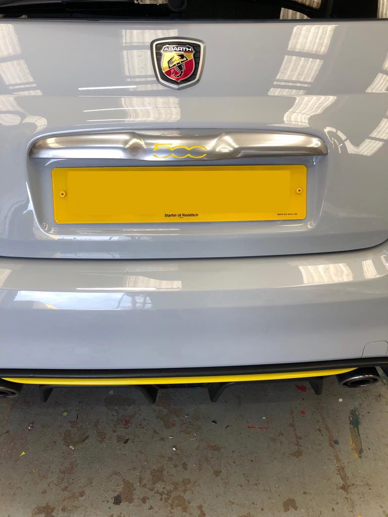DigitalDeadline's tweet photo. A great set of yellow vinyl highlights to this fantastic pale grey @FIAT_UK  @AbarthUK.  #iwrappedthis in @AveryDennison Supreme Vinyl. Give us a call to find out how #wevegotitcovered for your pride and joy 01664 410088 https://t.co/FVGH0hKCrQ