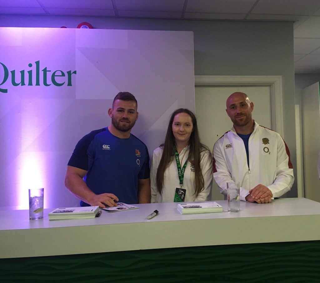 EmmieSummer's tweet photo. Had an amazing day at the #ENGvWAL 
Was lovely meeting @1_Dickie &amp; Willi Heinz! 
A huge thank you  to @Quilter_Rugby @CarersTrust https://t.co/1DyyE3SGTw