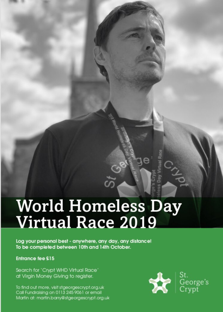 DawnSG2010's tweet photo. Interested in fundraising for #StGeorgesCrypt? Sign up for this virtual race and support #WorldHomelessDay. #UKRunChat @WYHpartnership @LeedsHospitals @nhsleeds More info at https://t.co/Lc9KSgMSNA https://t.co/4tASfZ7QYb