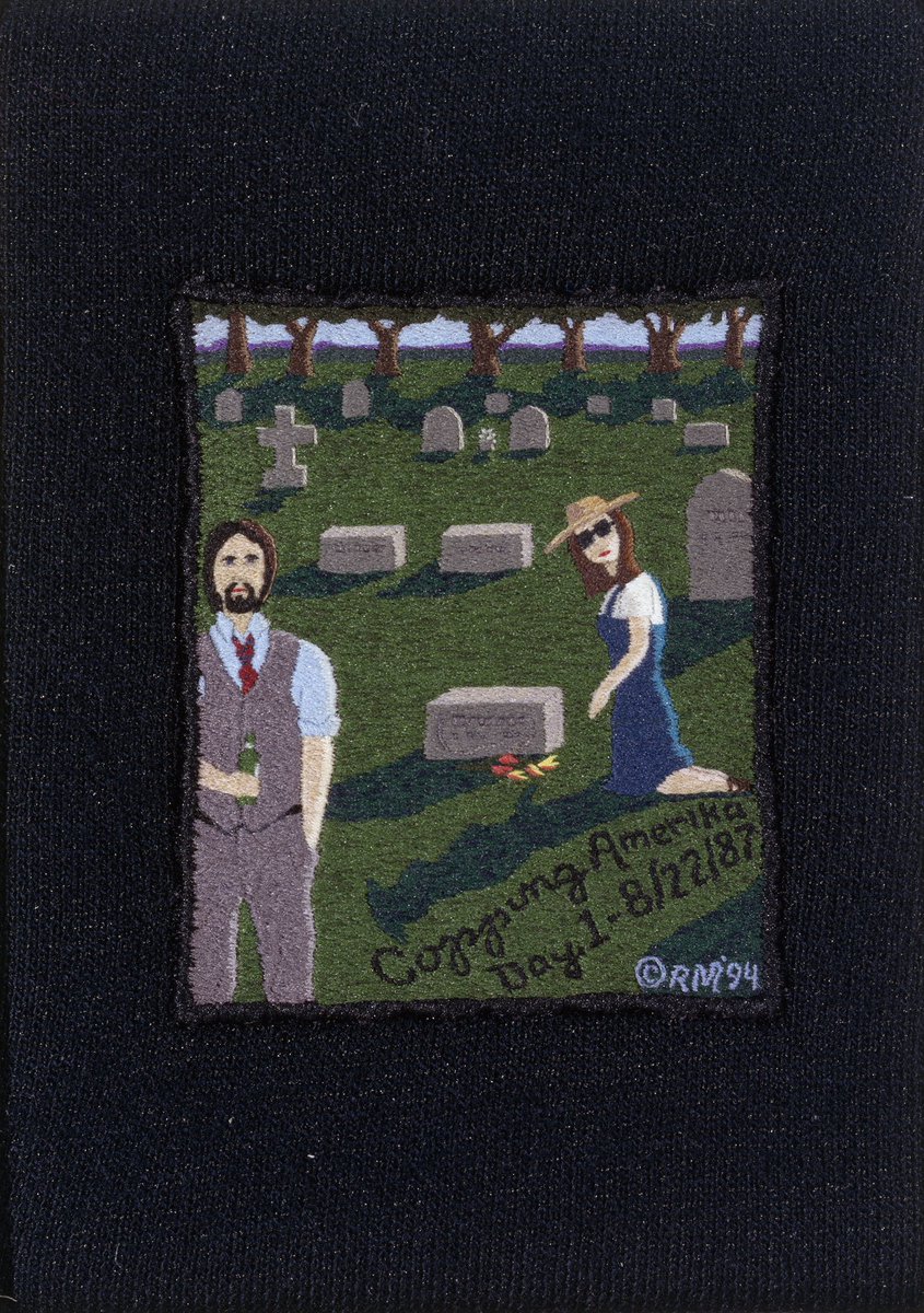 Fortnight_'s tweet photo. Final Week! You Can’t Win: Jack Black’s America curated by @RandyKennedy3 On view through next Sunday Aug. 18th
.

#RayMaterson, Copping America – Day One, 1994, Needlework from unraveled sock threads, 5 x 3 1/2 in. From the collection of The William Louis-Dreyfus Foundation Inc. https://t.co/wpVF0rU6pW