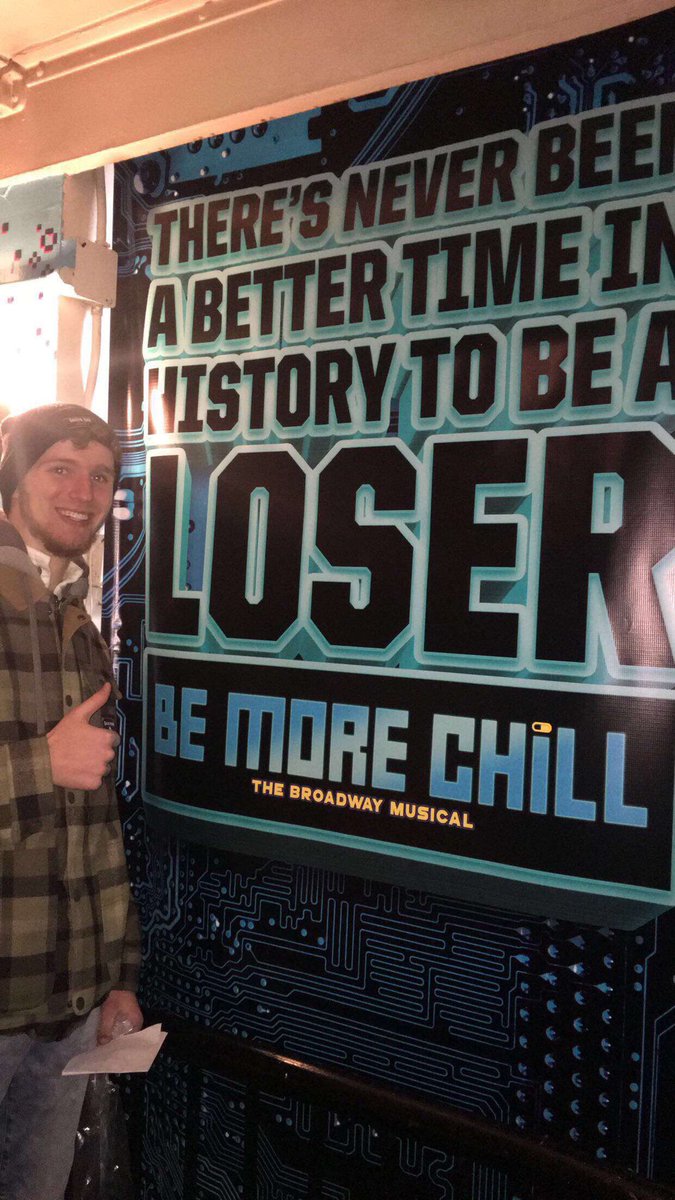 SlikBehemoth's tweet photo. Itβs #SmartphoneHour My favorite part of this show has been seeing the overwhelming amount of people who have been inspired by this show. I loved every single minute of this experience. Thank you, Be More Chill, for everything! HAPPY CLOSING!!!!!!! https://t.co/SANKxYAuI2