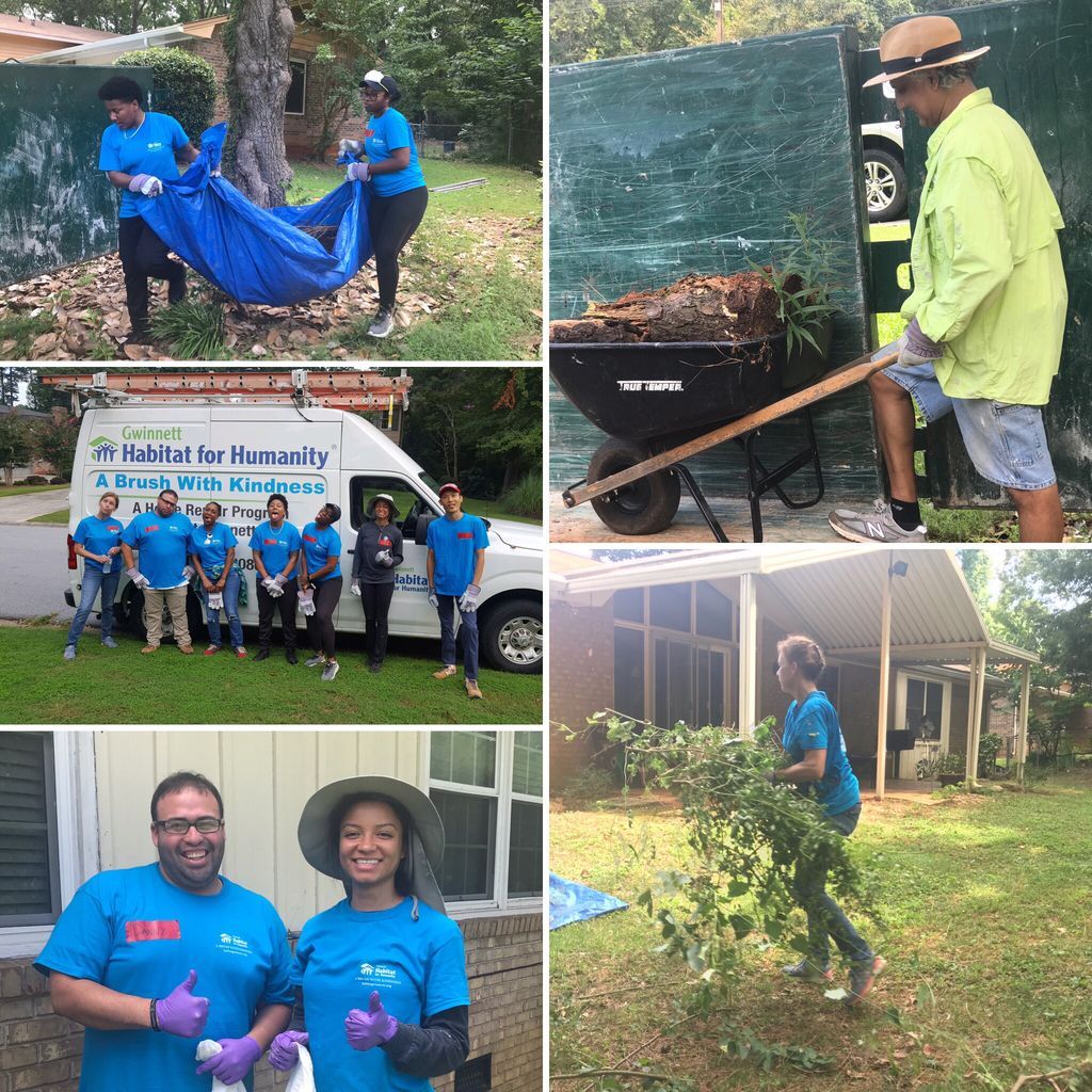 HabitatGwinnett's tweet photo. We also had two A Brush With Kindness projects yesterday. The first, a landscaping project in Snellville and the second was interior painting sponsored by Eternal Hills Funeral and Memory Garden. Thank you to all the volunteers! 🏠 #GwinnettHabitat #ABrushWithKindness #Community https://t.co/aMJ7EVNZj1