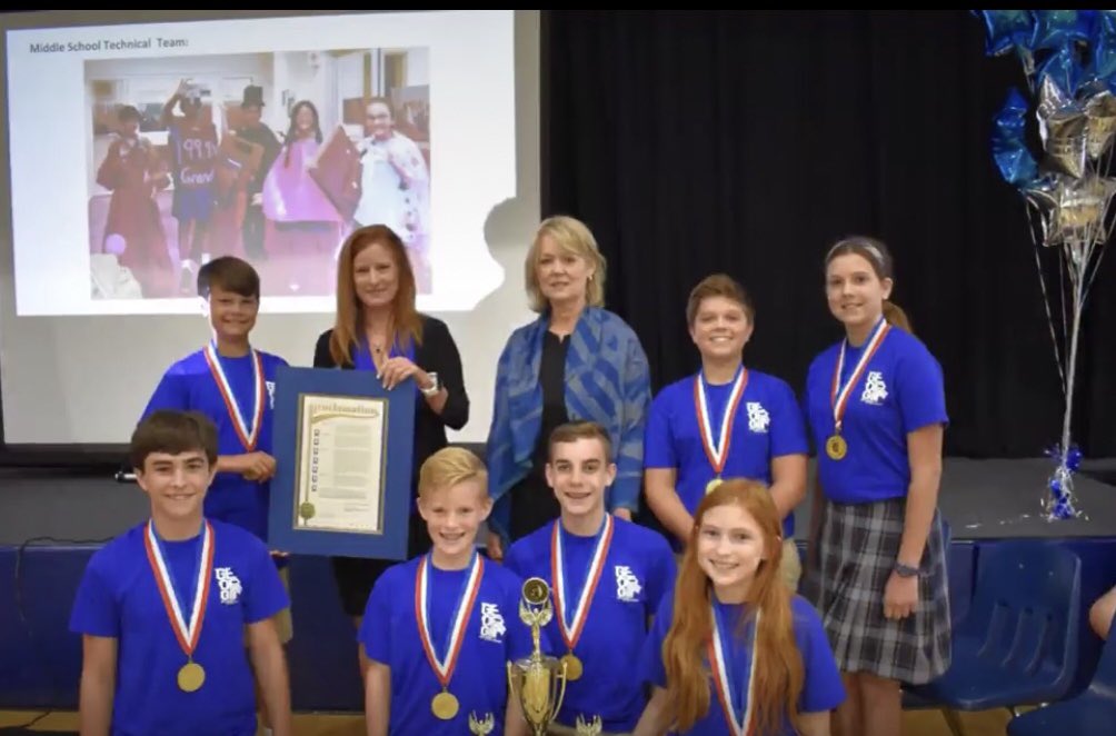 QASchool's tweet photo. So proud of Odyssey of the Mind’s World Champions!  Fulton County Commissioner Liz Housman delivered a proclamation in honor of the team! https://t.co/nfebOSeOHE