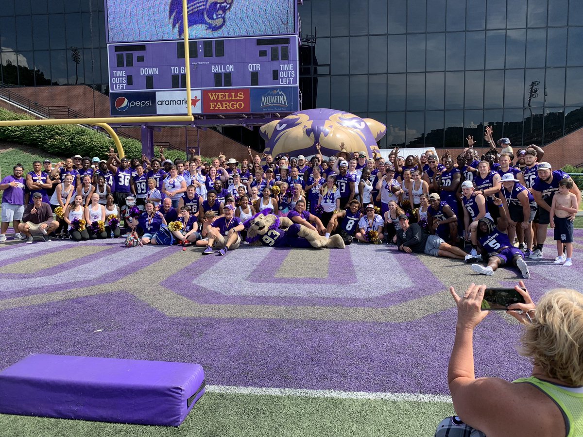 CoachSpeir's tweet photo. Thanks you to the WCU Dance Team and Purple Thunder Drum Line for helping making Victory Day so Special! #WheeFamily #WheeCare https://t.co/JdKBz5qQ3l