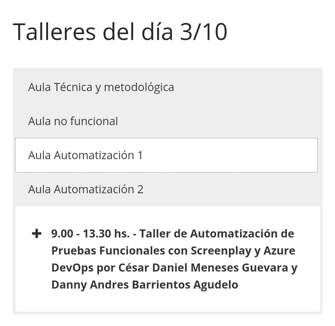 cedaniel200's tweet photo. Desde ya los invitamos a q nos acompañen en el Congreso Argentino de testing en nuestro taller d automatización la Agenda está en https://t.co/9DCWo2C7XS @argentesting #FamiliaCeiba @CeibaSoftware #AsiLoHacemosEnBancolombia  #argentesting2019 #Screenplay #AzureDevops #SerenityBDD https://t.co/RV7y3VBvEn