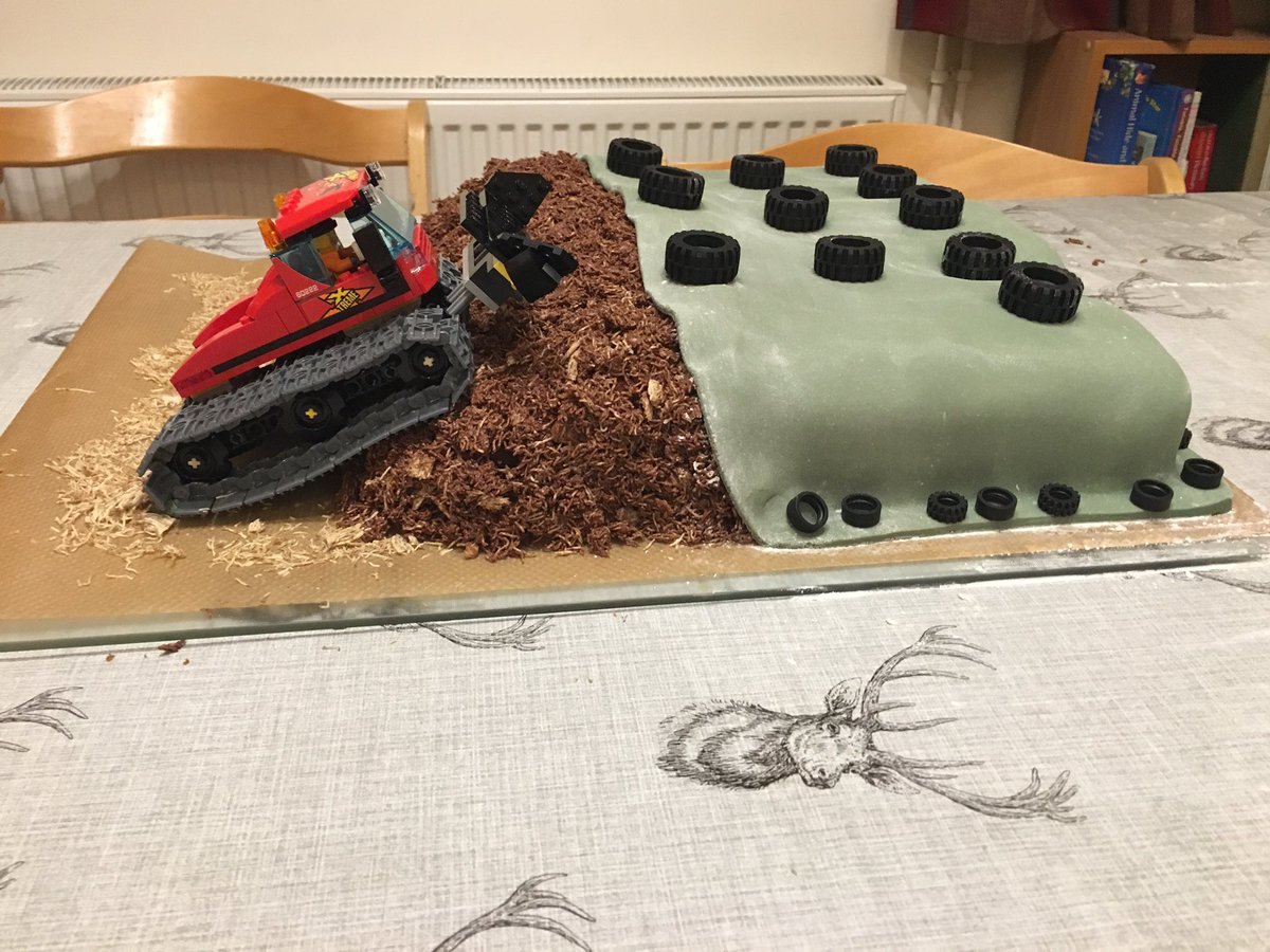 My 5yo son didn’t want a princess birthday cake but was pretty chuffed with this #lego #pistenbully smashing it on a #silageclamp birthday cake! Mrs Edwards has mum points to last a life time.