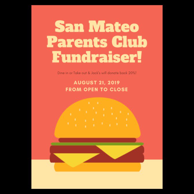 jacksprime's tweet photo. We’re teaming up with San Mateo Parents Club on August 21st!!! Come dine in or take out &amp; Jack’s will give 20% back on the days sales!
#fundraiser #smparksandrec #smpc #partners #bayareaeats #foodie #craving #giveback https://t.co/LV5xtg3WMA