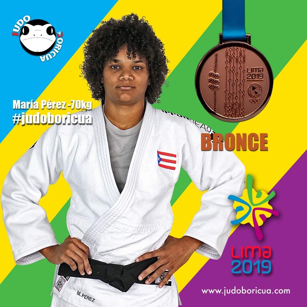 María Pérez -70kg, medallista de bronce en Lima 2019. ¡Celebra Puerto Rico! 🇵🇷🥋🥉 #JudoBoricua #Lima2019 #PuertoRico