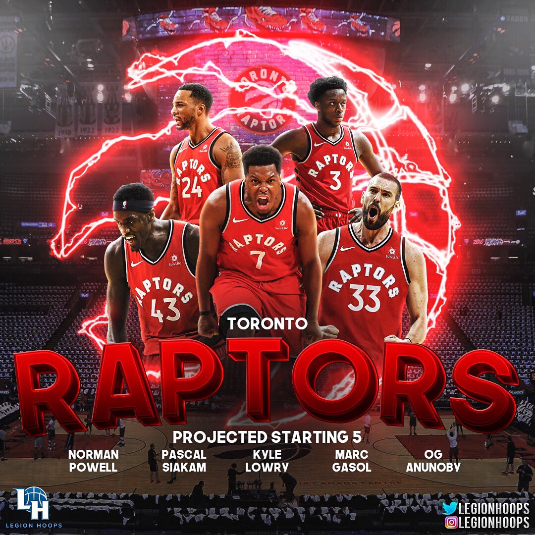 LegionHoops's tweet photo. Coming off a title... your 2019-2020 Toronto Raptors. #LHProjectedStarters https://t.co/xc18dy0UFq