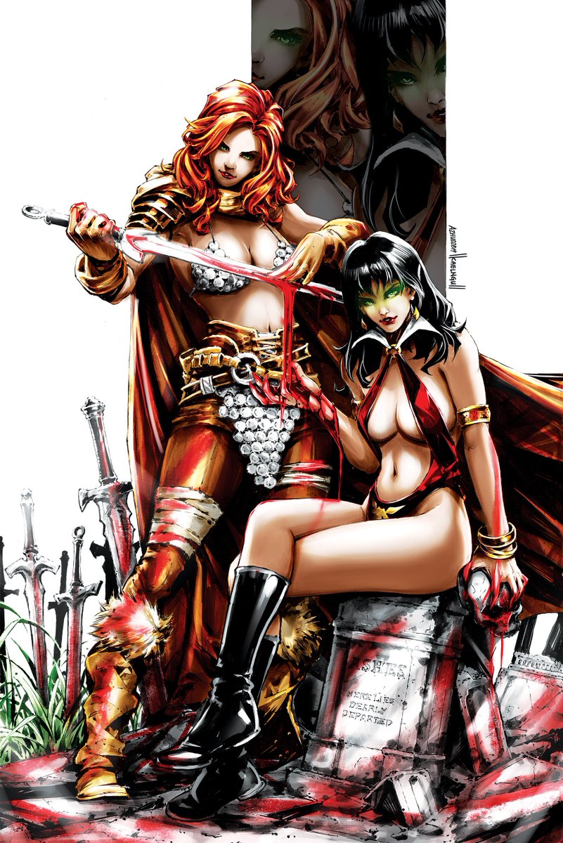 azhuoart's tweet photo. Yay I'm allowed to share ^_^!!! @DynamiteComics  Vampirella/Red Sonja #1 @Unknown_Comics  exclusive! Collaboration with the talented @KaelNgu  (pencil/ink)! Thank you for the fopportunity! <3

#ann4rt #annazhuo #azhuo #kaelngu #vampirella #redsonja #vampirellaredsonja #dynamite https://t.co/vOmw0rVw78