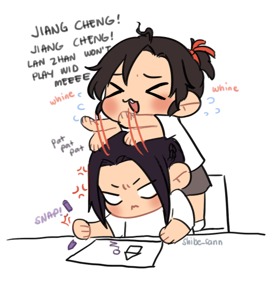 shibe_sann's tweet photo. ✨wangxian kindergarten au✨ 

wwx invites lwj (again) to play with him but lwj's currently reading smth interesting

feat. jc and his poor crayon 😂😂😂 https://t.co/1y0bk75RjU
