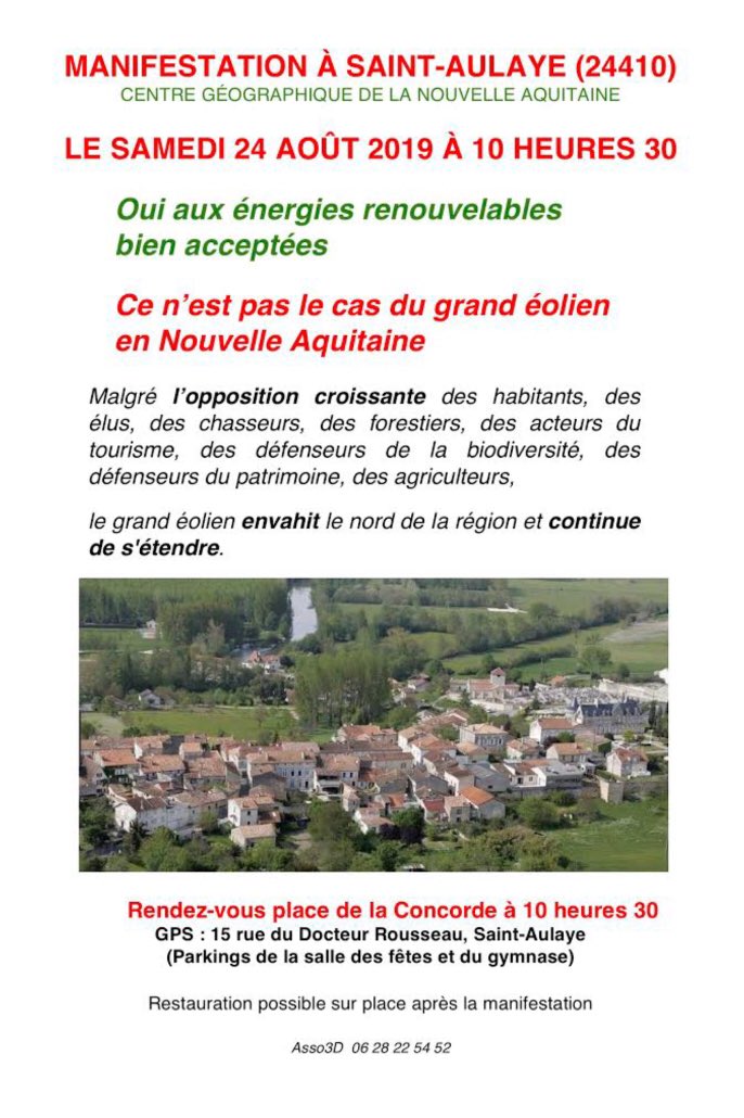 PierreMarceteau's tweet photo. Pour sauvegarder notre patrimoine paysager, et notre cadre de vie, rassemblons-nous le 24 août pour dire OUI au solaire et NON aux éoliennes en #Périgord ! #eolien #solaire #dordogne #saintaulaye @UDI_Dordogne @LDordogne @DordogneLibre @ECHO_DORDOGNE @Bleu_Perigord @F3Perigords https://t.co/9enJCQTEDY
