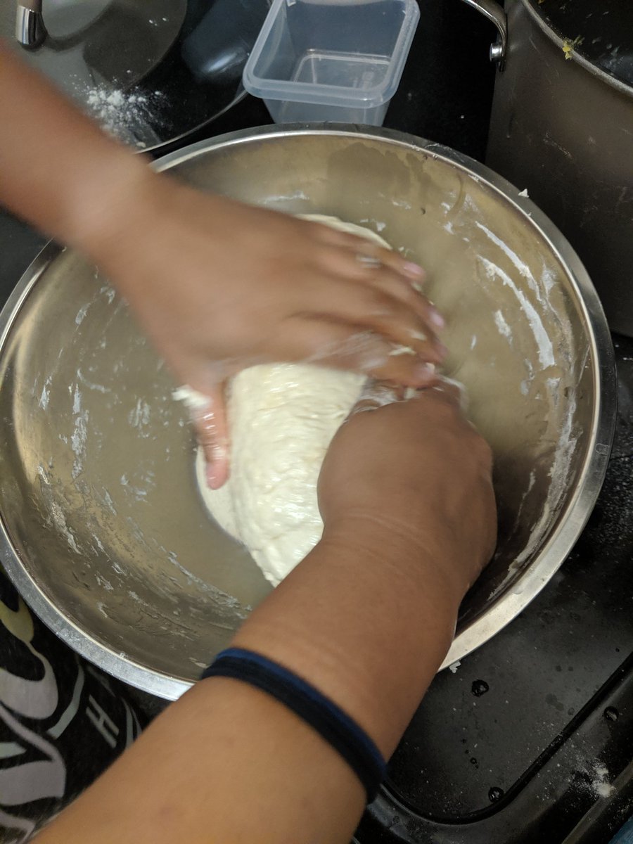 Paige kneading dough