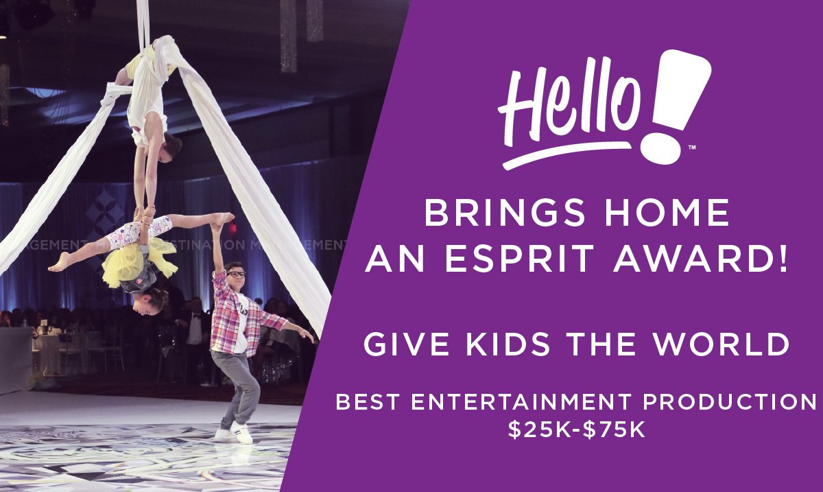 HelloDMC's tweet photo. Congratulations Cameron Rust, CSEP &amp; Jordan Bickel on your #EspritAward win! Thank you, @ILEAHub for recognizing the work we've done for an organization very near &amp; dear to our hearts - @GKTWVillage. @HyattOrlando #EventProfs #HelloFlorida #ILEALive #SayHello #WeSpeakExperiences https://t.co/W90ZD0lORp