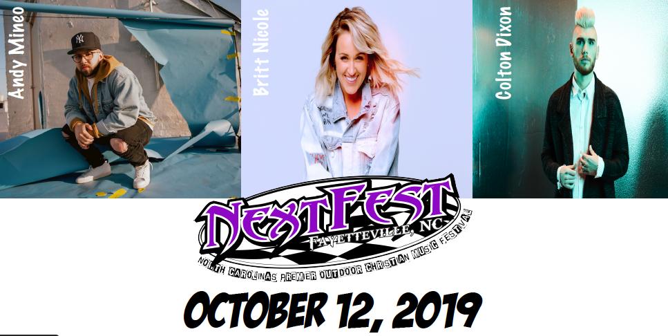 NextfestNC's tweet photo. NextFest 2019 tickets are now on sale at https://t.co/GAxesrw7hh! #nextfestnc2019 #andymineo #brittnicole #coltondixon #moretocome  @AndyMineo @itsbrittnicole @coltondixon https://t.co/g9C6rDNlYJ