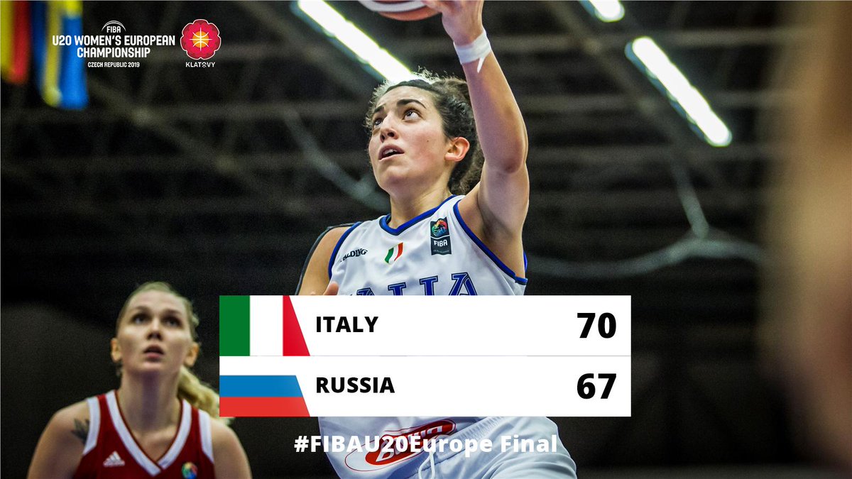 FIBA's tweet photo. @Italbasket 🇮🇹 ITALIA is conquering Europe! After the #FIBAU18Europe title they get the #FIBAU20Europe 👑 in a beautiful Final!
📊https://t.co/qU8DzkBr5X
#ITARUS https://t.co/NAHswLCjWG