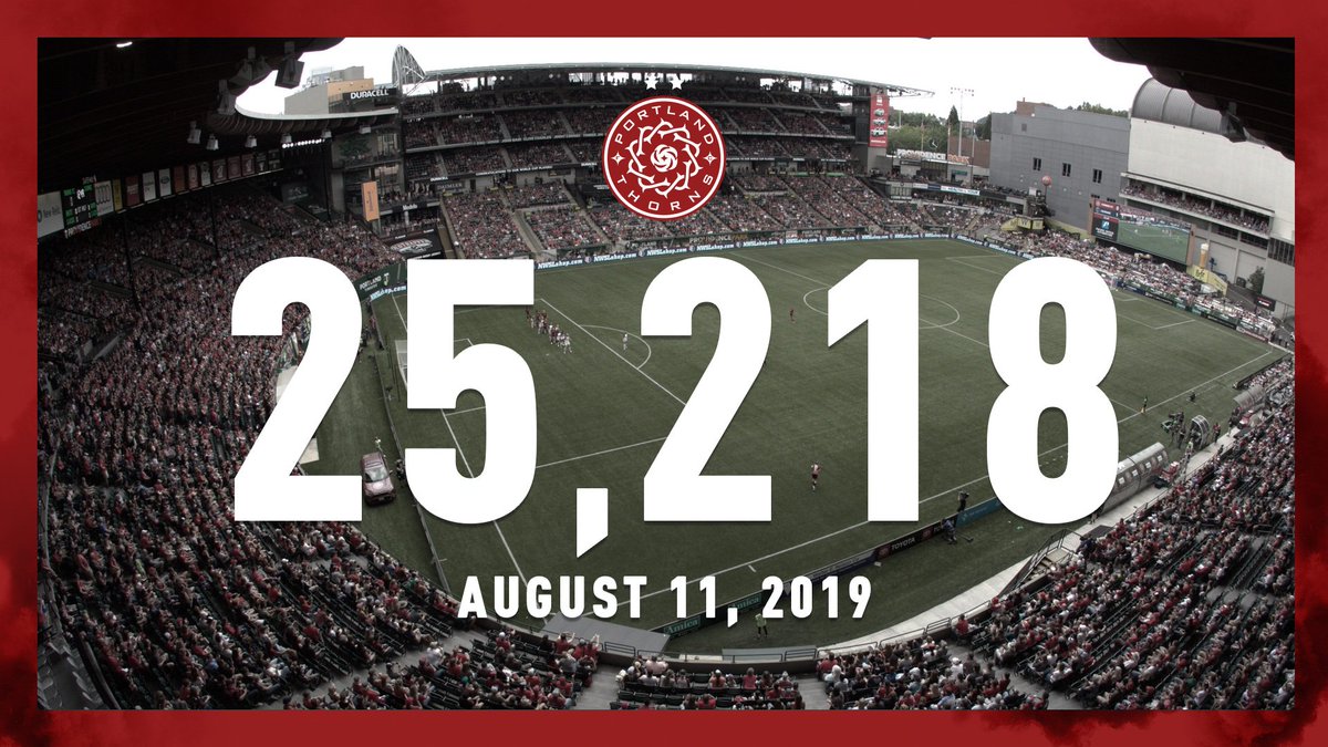 ThornsFC's tweet photo. It's a sellout! Thanks to the 25,218 today at @ProvidencePark_, we've set a new @NWSL single-game attendance record. ❤️#BAONPDX #PORvNC https://t.co/cBNkw2i6IU