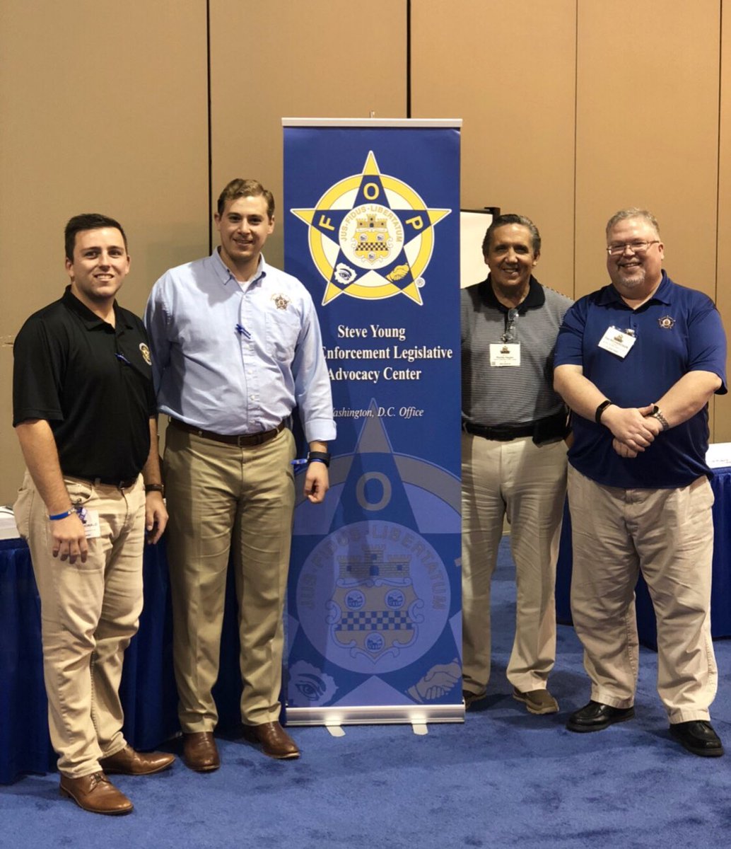 Mark_D_McDonald's tweet photo. Excited to be here in New Orleans with @scotty_marks, Randy Hagler (@GLFOP Legislative Committee Chairman) and Tim Richardson for the National Fraternal Order of Police’s 64th Biennial Conference! #FOPstrong #FOPconference #NOLA2019 https://t.co/l0Ab7jv9p0