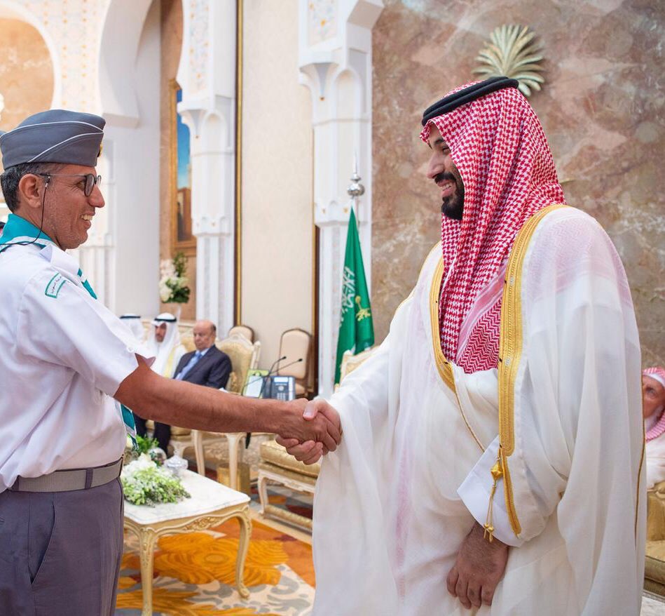 سعدت اليوم في منى بالسلام على صاحب السمو الملكي الأمير محمد بن سلمان ولي العهد وزير الدفاع حفظة الله #الكشافه_في_الحج2