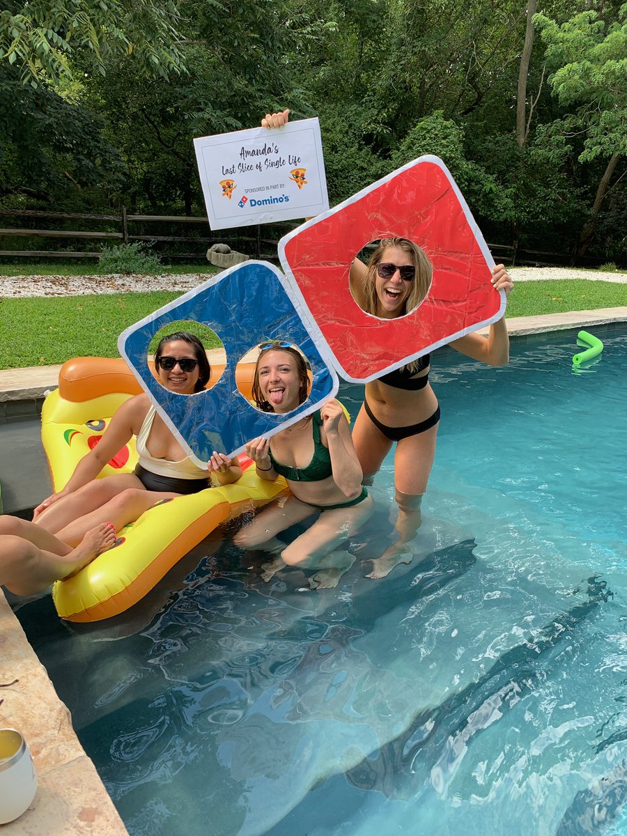 JessicaLomasson's tweet photo. When the bridesโ favorite food is @dominos -you make sure her bachelorette party is on brand. #lastsliceofsinglelife #dominos #notactuallysponsored #butmaybeherweddingafterpartycouldbe? https://t.co/ytLW93Es2U