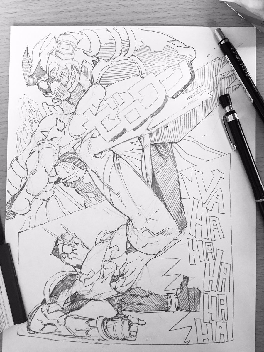 朝の落書き アクションが堪りません…楽しみだなあ 01氏とゲンム氏でした 
