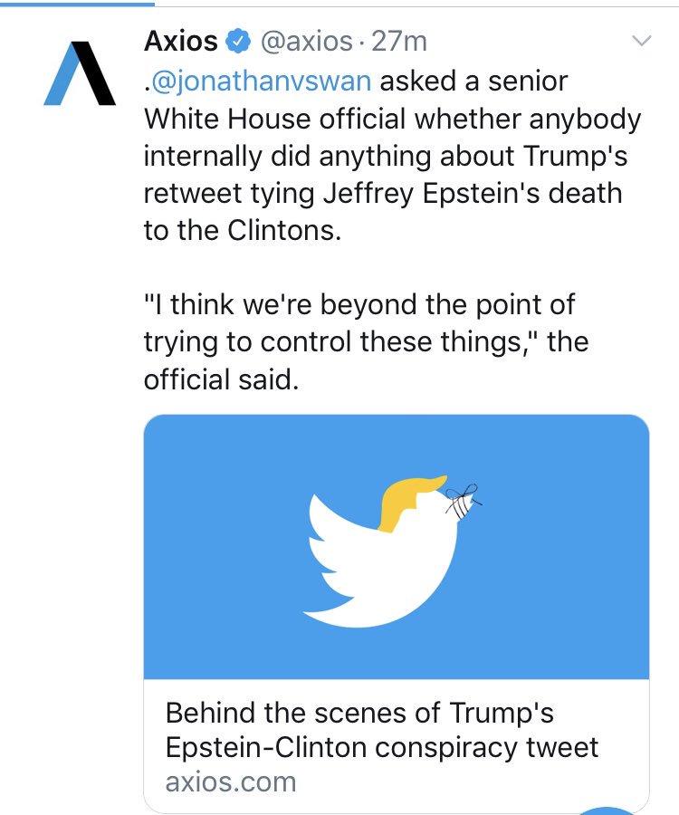 A few days ago,  @Acosta had an apparent Fake Sourced news on @RepRatcliffe, and tonight Swan has a Fake Sourced news on Trump's Retweeting that maybe the Clintons got to Epstein.Both items have all 3 characteristics of made up Source News as explained in the thread 