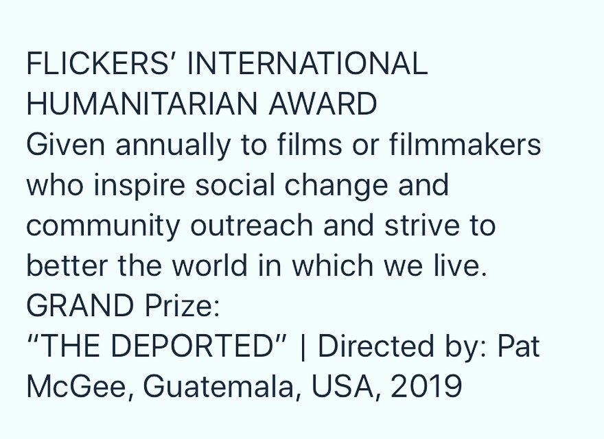 TGordonStanley's tweet photo. We won the Humanitarian Award at Rhode Island. Oscar qualifying! #riiff @riiff #thedeported #thedeporteddoc #documentary #daca #dreamer #immigration #savefamilies #immigration @paulreaneycbs  @scottweinert  @carilcarimiacutr https://t.co/sYiFASV6KT