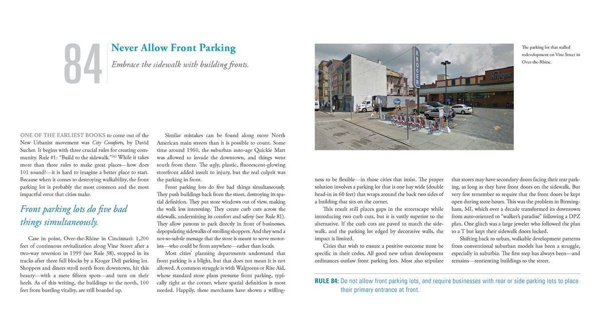 JeffSpeckFAICP's tweet photo. Here’s RULE 84: NEVER ALLOW FRONT PARKING, in my new book, Walkable City Rules. I’m tweeting the whole book out May - August, one rule a day. Enjoy! Or go to: https://t.co/plsUP7l0HF https://t.co/hM7yWjpabh