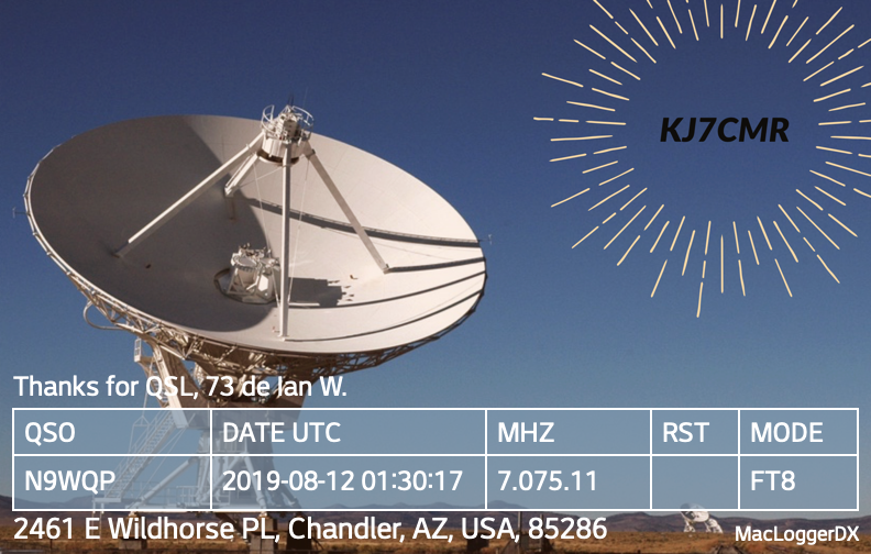 I just logged an FT8 QSO with N9WQP in United States on 40m.
KJ7CMR de 73 #HamRadio #amateur #radio