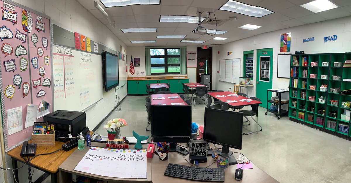 MsPeters6's tweet photo. ‘Twas the night before the first day of school, and all through the halls,
the teachers were scurrying and decorating their walls.

The chairs and tables have been set up with care, in hopes that collaboration, would soon take place there. 

HAPPY FIRST DAY OF SCHOOL EVE! https://t.co/QVPrQTV2P1