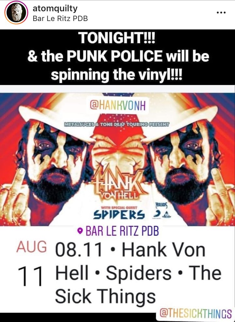 #CeSoir <a href="/HankvonH/">hank von hell</a> au <a href="/barleritzpdb/">Bar Le Ritz P.D.B.</a> !! BILLETS dispo à la porte
