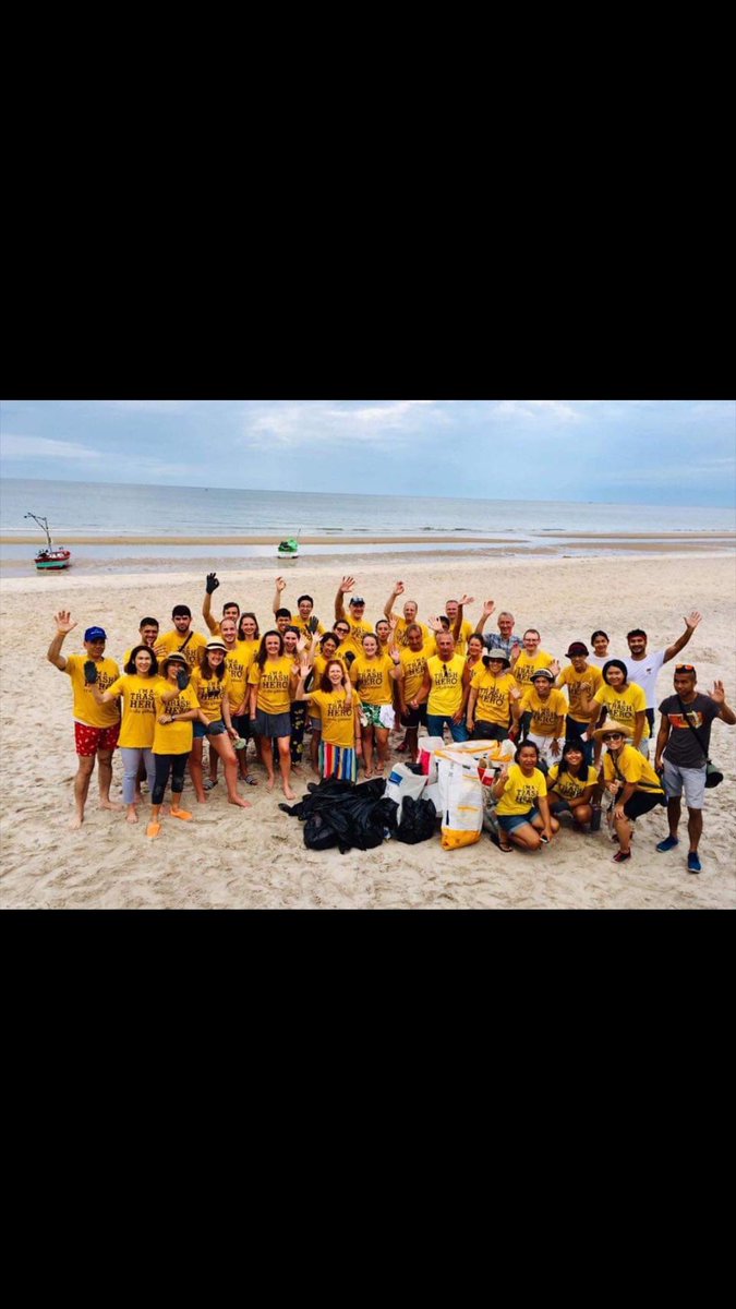 AFgould's tweet photo. Beach clean up ~ Shockingly 65kg of waste was collected. #lessplasticthailand #trashherohuahin #livelessplastic https://t.co/fgUVVOLErc